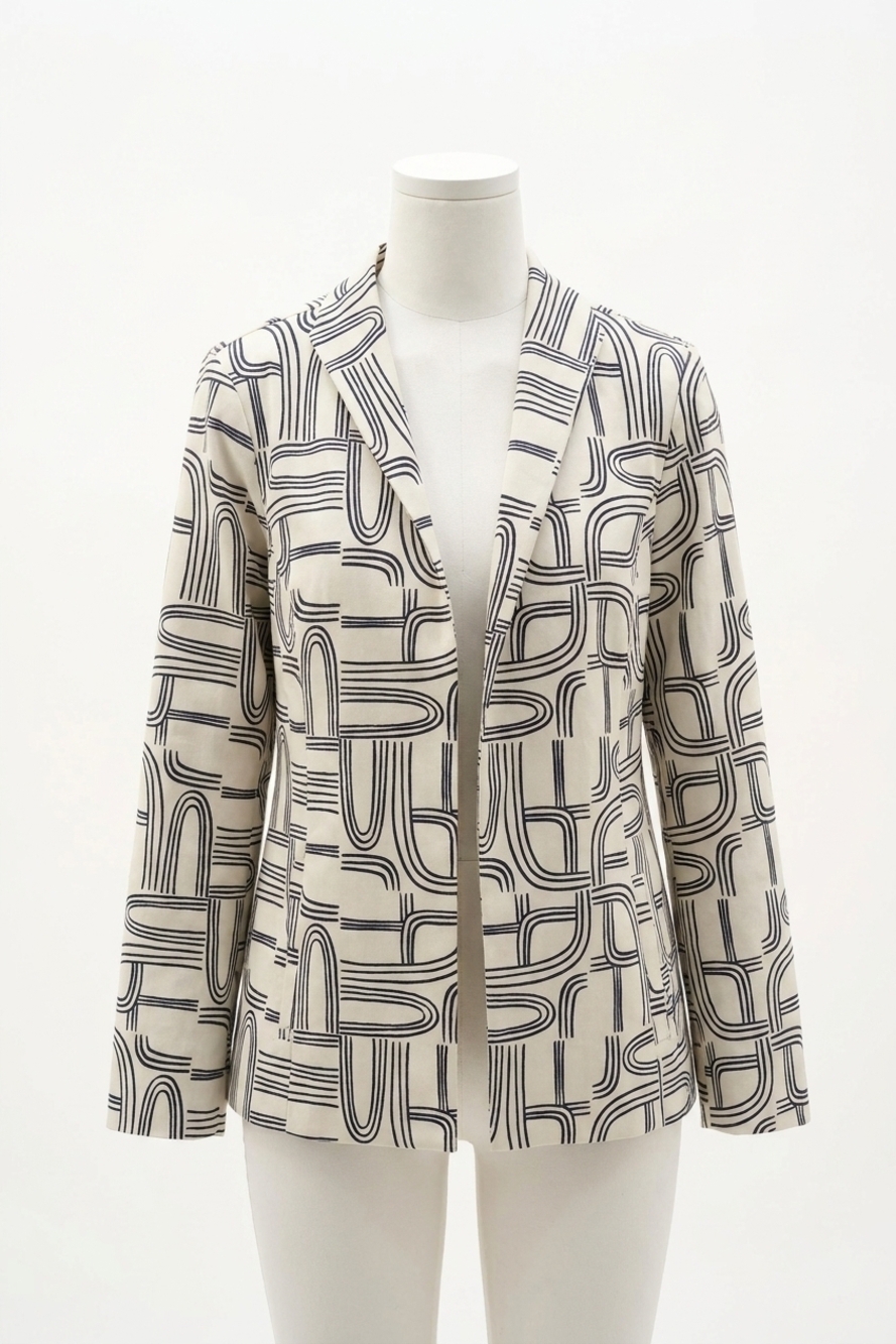 NEW JOSEPH RIBKOFF geometric blazer jacket in moonstone/midnight blue